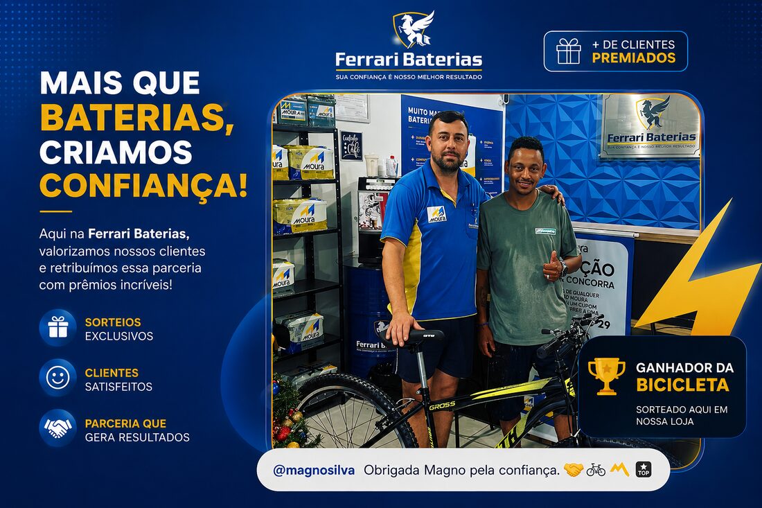 Cliente ganhador de bicicleta