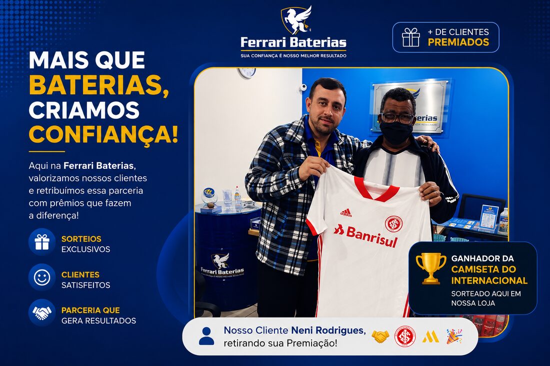 Cliente ganhador de camiseta do Internacional